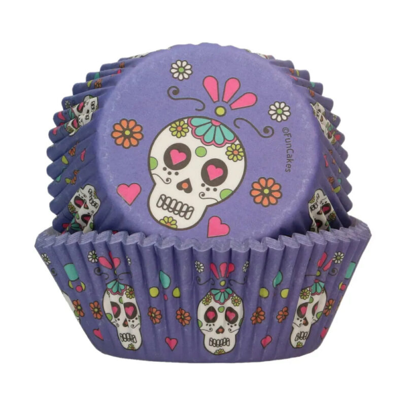 FUNCAKES CUPCAKE CASE HALLOWEEN SKULLS 48 PIECES