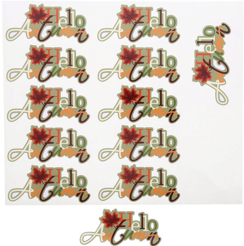 AUTOCOLLANT HELLO AUTUMN 242X206MM FEUILLE DE 12 PCES