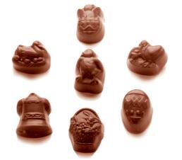 MOULE À CHOCOLAT ASSORTIMENT DE PÂQUES 7 FIG.  3X7 -- 13GR