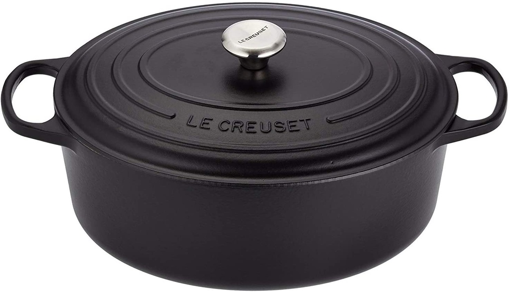 LE CREUSET OVAL COCOTTE 35CM BLACK 7.5L 8P SIGNATURE