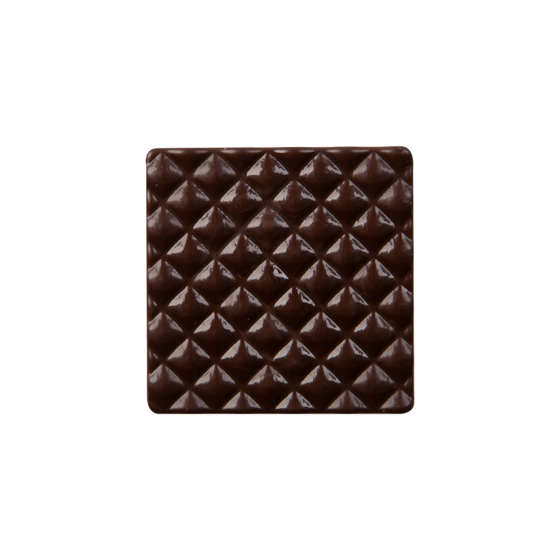 2015638 MINI VIERKANTE BLOKVORMIGE EIND MET PURE CHOCOLADE RELIËF 5X5CM 75 STUKS