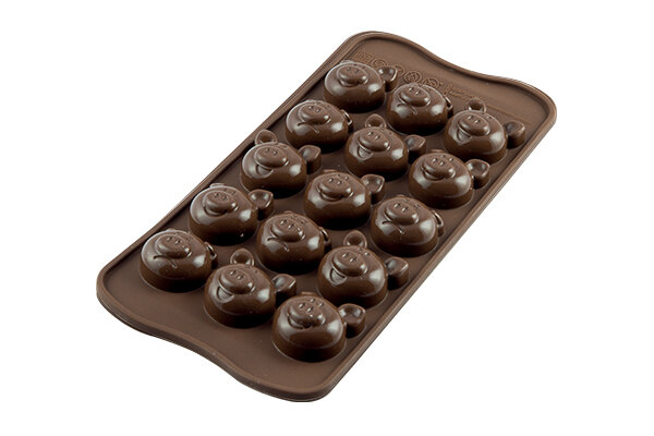+MOULE A PRALINE EN SILICONE BRUN PIGS SCG35