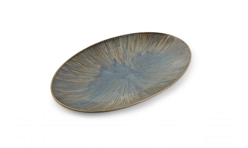 F2D FOREST HALO BLUE/GREEN OVAL PLATE 40X25.5CM - 605076
