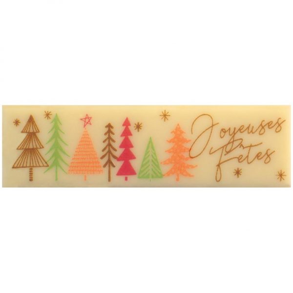 060313 PCB RECHTHOEKEN CB JOYEUSES FÊTES DENNENBOOM 7X2CM 100ST ***S/CD***