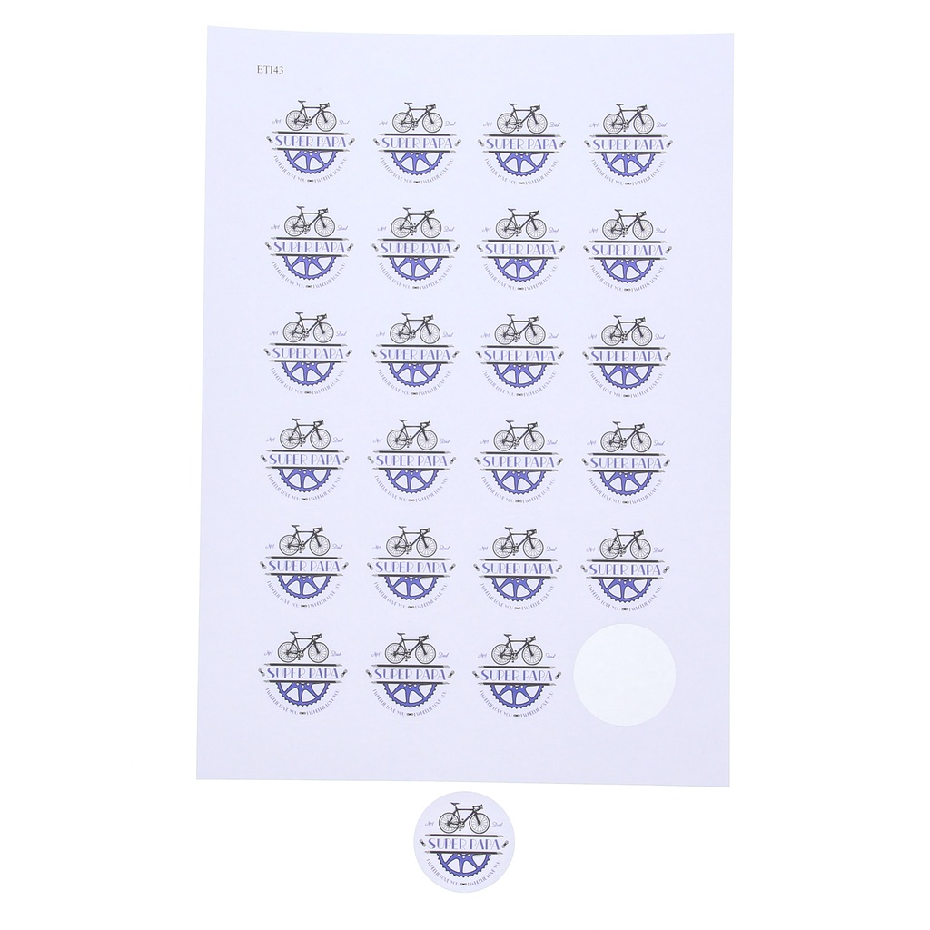 STICKER 4CM BIKE SUPER PAPA A4 24PCES 5 BLAADJES