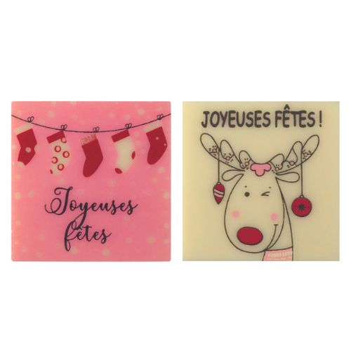 087142 PCB SQUARES CB CHRISTMAS CRAZY 2 DESIGNS 3.5 CM 120PCES ***S/CDE***