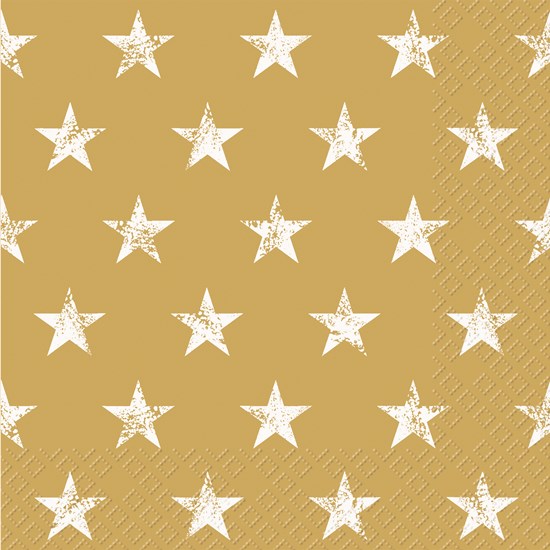 STEWO SERVIETTE 33X33CM OR ET ETOILES PAQUET DE 20PCES