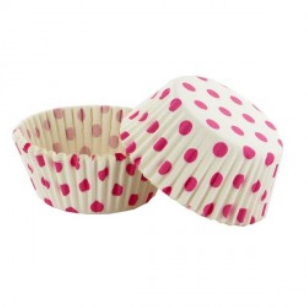 Cupcakevormpjes  wit met roze stip50 stukken =blister