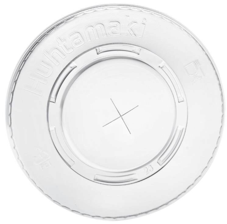 PET TRANSP FLAT LID DIAM 95MM WITH HOLE PACK OF 100 PCES