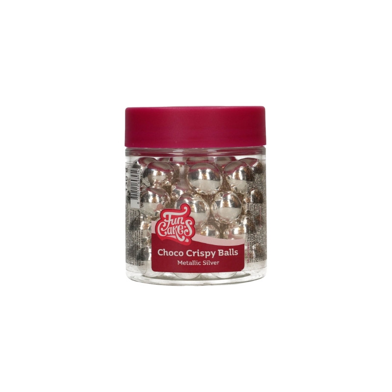 FUNCAKES CRISPY CHOCOLATE BALLS METALLIC SILVER 130GR