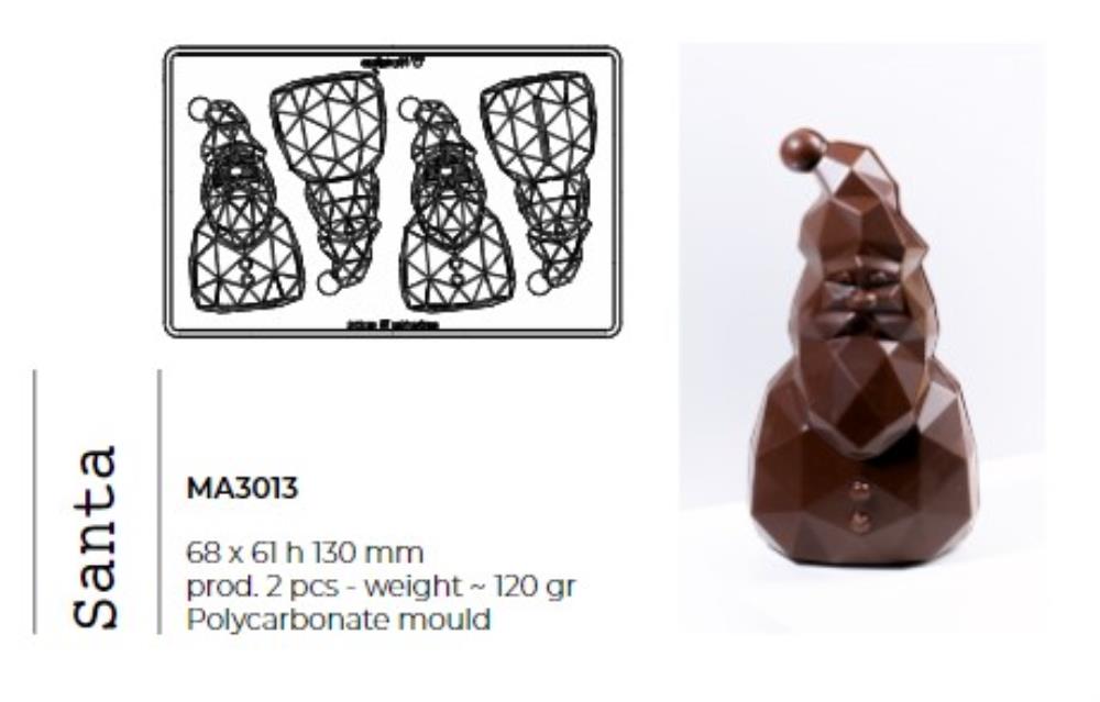 MOULE PRALINES POLYCARBONATE PERE NOEL SANTA 13CM