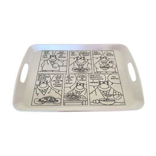 THE CAT BLACK AND WHITE TRAY 46X32CMP.GELUCLK