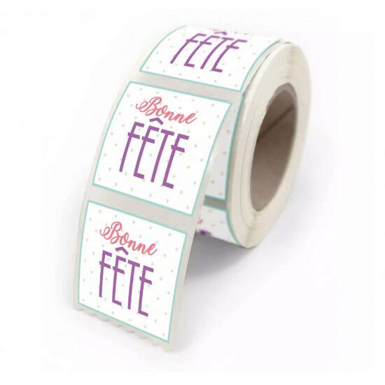 FANCY HAPPY BIRTHDAY ADHESIVE LABELS ROLL OF 500