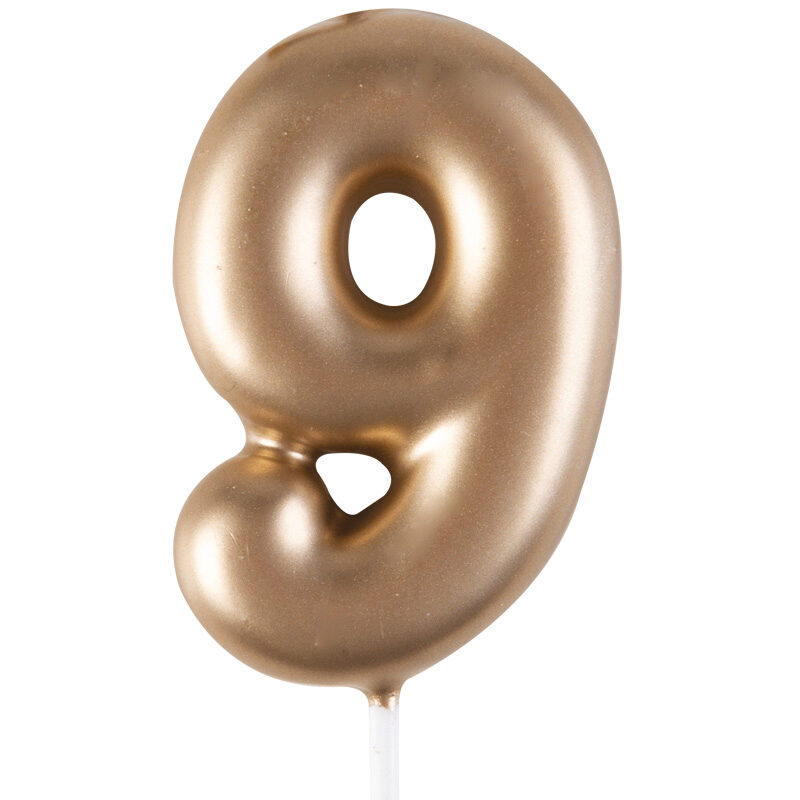 1023849 KAARS GOUD NUMMER "9" 4CM 12 STUKS***S/CD***