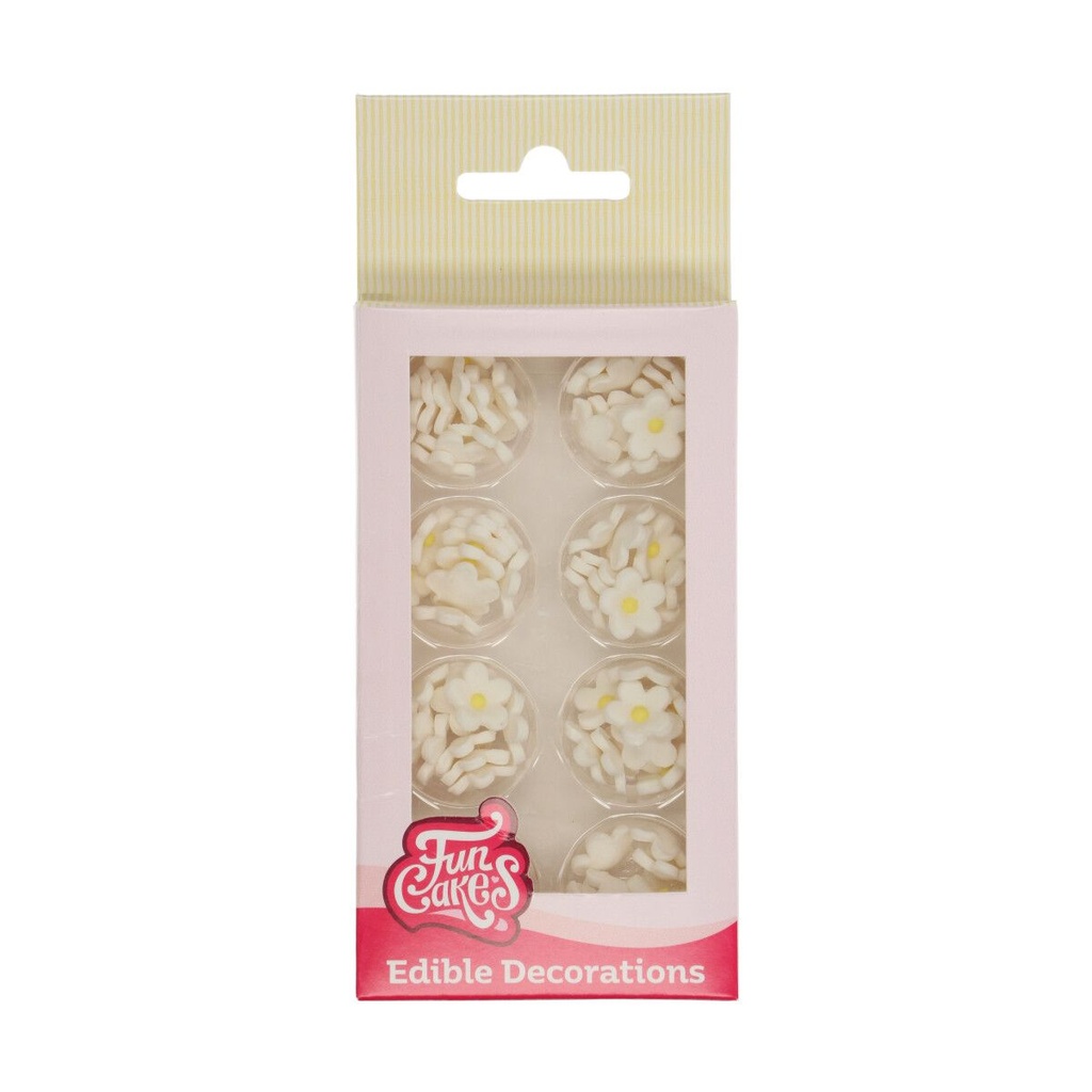 FUNCAKES WITTE MINI SUIKERBLOEMEN Ø1,4CM 64STKS