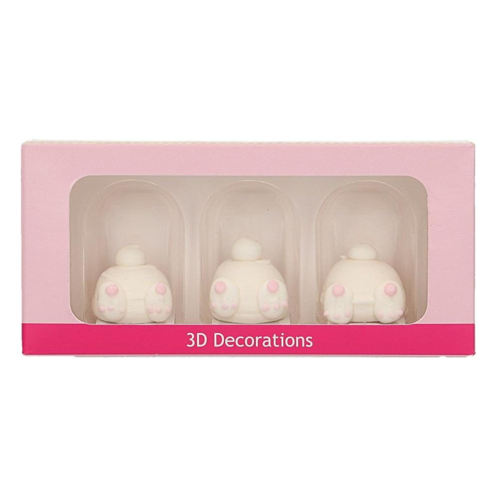 FUNCAKES DECORATION CUL DE LAPIN EN SUCRE 3 PCES