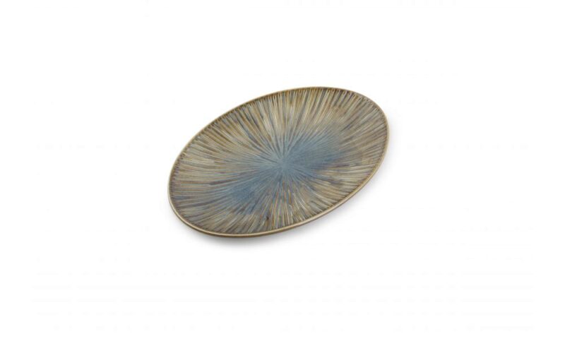F2D FOREST HALO BLUE/GREEN OVAL PLATE 25.5X17CM - 605075