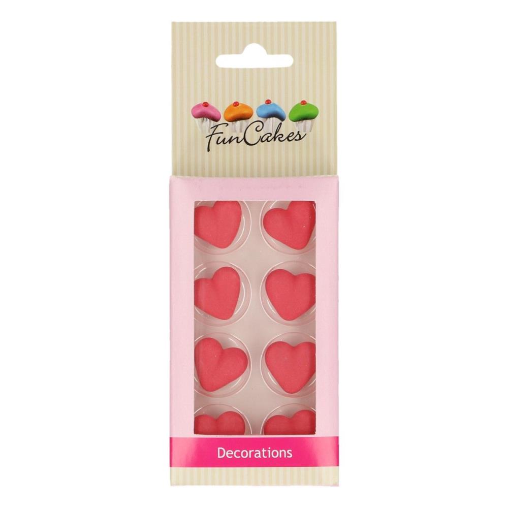 FUNCAKES RODE SUIKER HART DECORATIE 2CM 8 STUKS