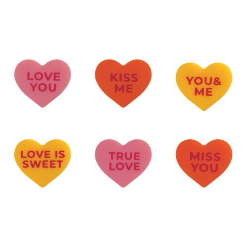 088077 PCB SMALL HEARTS CB WORDS OF LOVE 6 DESIGNS 2X1.7CM 300PCS ***S/CDE***