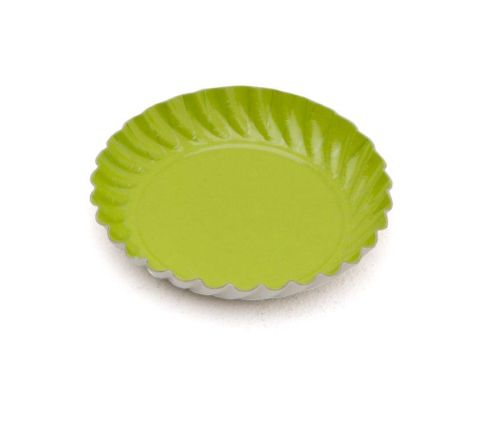 GREEN ROUND CARDBOARD PLATE Ø 88 MM 100 PIECES FOSTPLUS INCLUDED