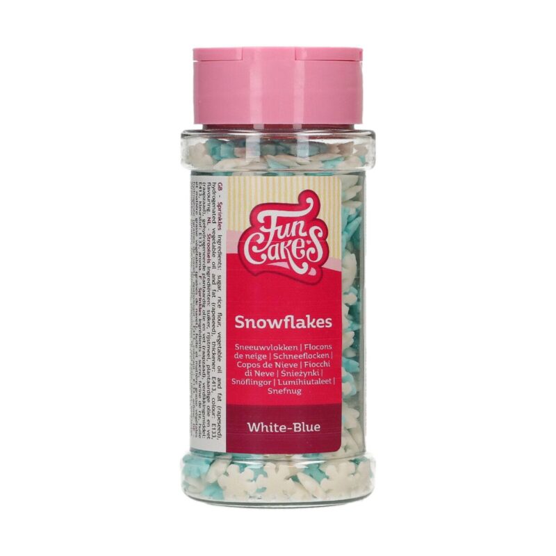 FUNCAKES MIX SUIKER DECORATIE BLAUW/WITTE VLOKKEN 50GR