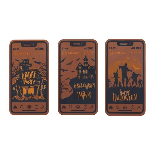 088144 PCB HALLOWEEN PARTIJ GEDRUKTE BLADEN VOOR SMARTPHONE 11.6X6.1CM 12STKS ***S/CDE ***