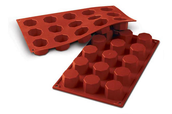 SILIKOMART VORM ANTI-AANBAKPLAAT SF037 1/3-50°15 ACHTHOEKEN DIAM 38MM H 26MM 30ML