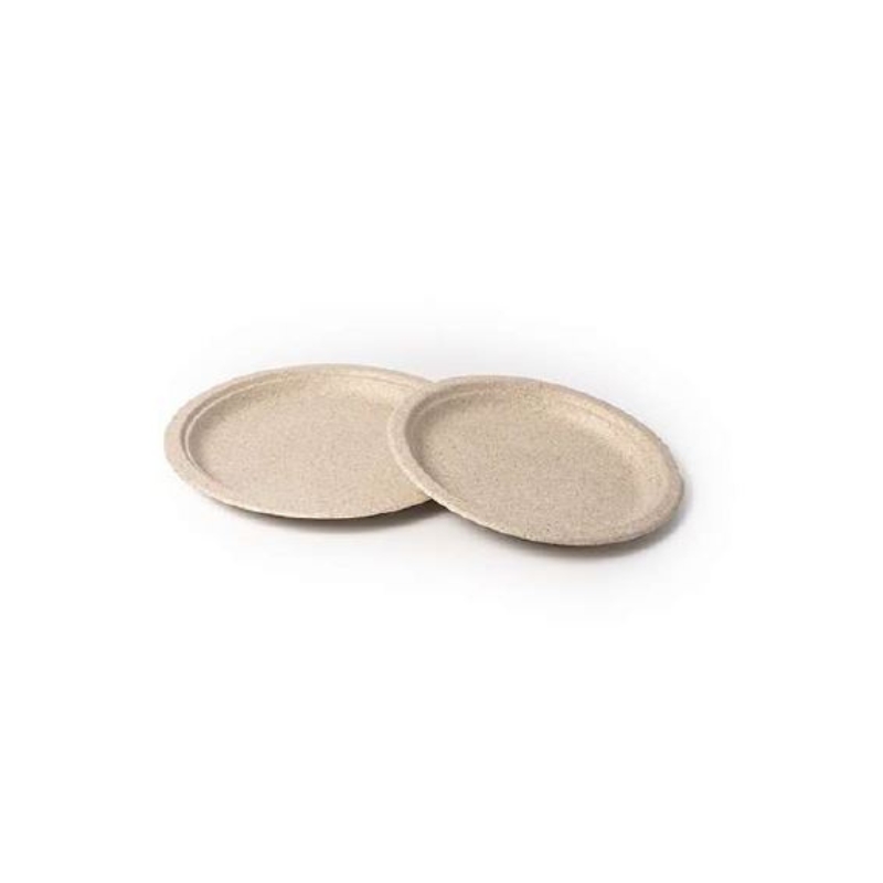 ROUND PLATE NATURAL WHEAT PULP Ø26CM 50PCS