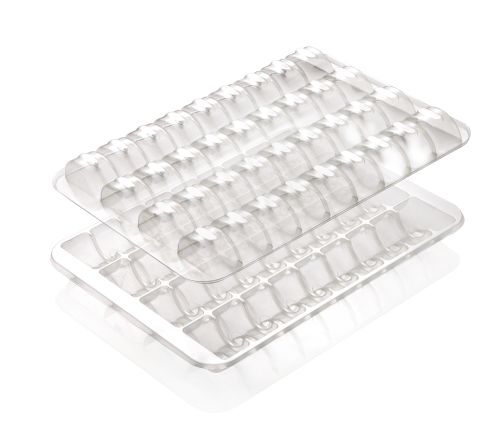 DOORZICHTIG PLAAT VOOR 36 MACARONS 28,5X20,5X4,8CM 100 STUKKEN=DOOS