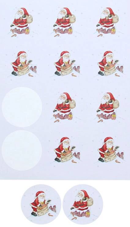 AUTOCOLLANT PERE NOEL JAKU GM 63,5MM FEUILLE DE 12 PCES