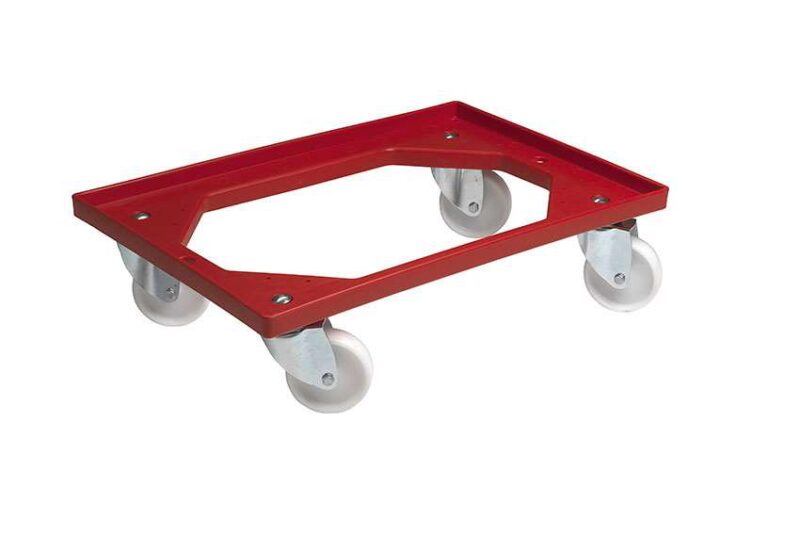 RODE DOLLY TROLLEY 60X40 POLYAMIDE WIELEN GEGALVANISEERDE VORK **OP BESTELLING**