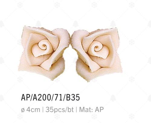 WHITE MARZIPAN ROSES 5 PETALS 4CM 35 PCS