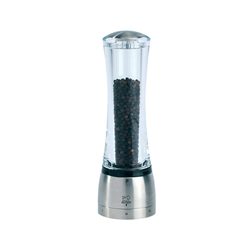 PEUGEOT STAINLESS STEEL/ACRYL PEPPER MILL DAMAN 21CM
