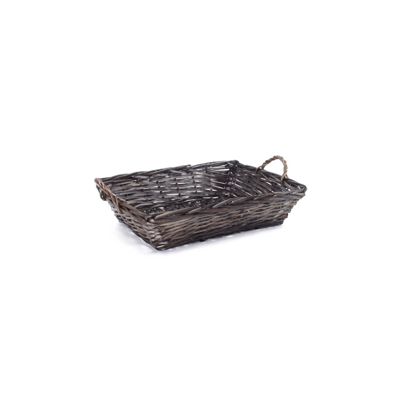*FF*PANIER OSIER GRIS FONCE 42X29XH10CM