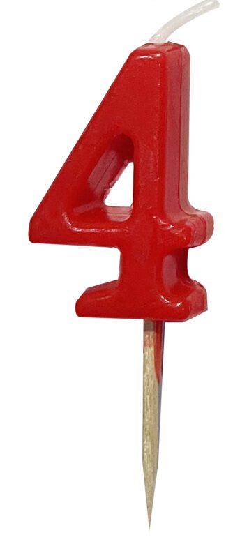 RED PIC SMALL NUMBER CANDLE NO. 4 12PCS