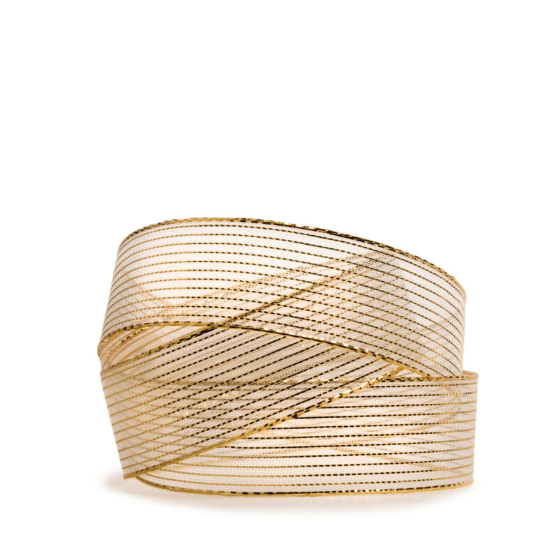 GOLD METALLIC WOVEN RIBBON 25MM X 50M