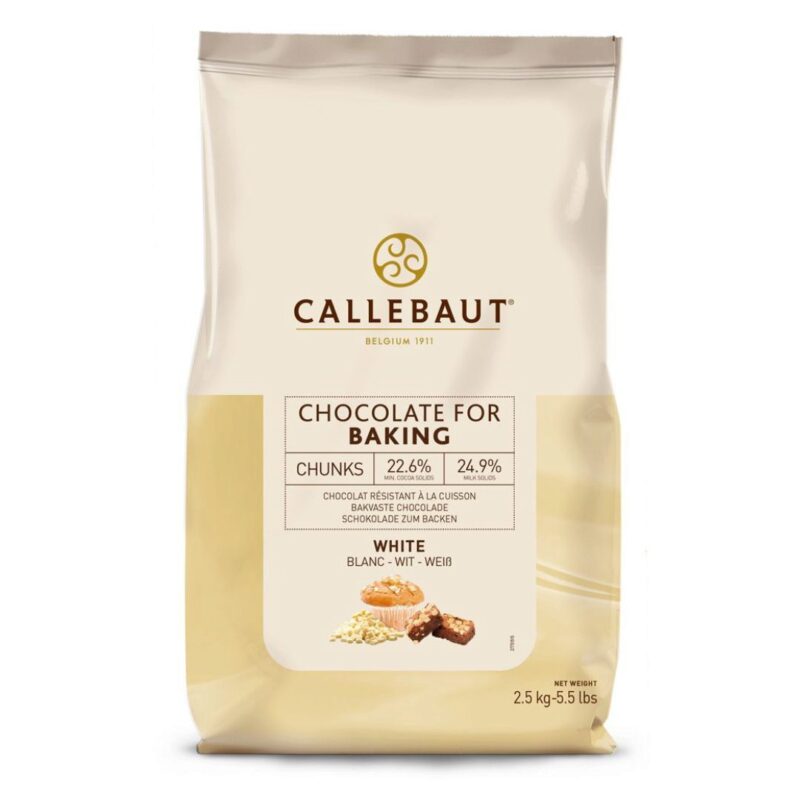 CALLEBAUT CHW-CU-18V02NV-552 WITTE CHUNKS  KARTON VAN 4 ZAKKEN X 2,5KG = ZAK