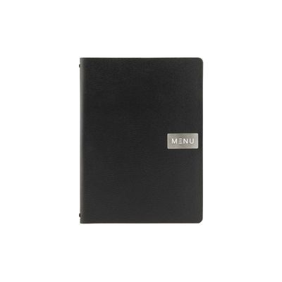 SECURIT MENU CARD A4 BLACK GRAINED LEATHER