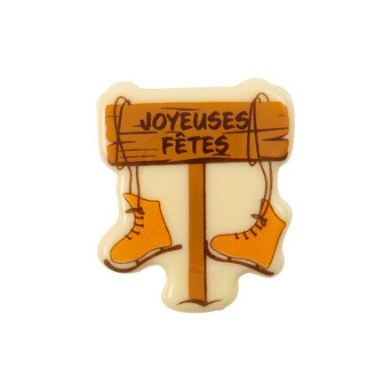 2015558 JOYEUSES FETES CHOCOLATE SIGN PLATE 44X37MM 100 PIECES