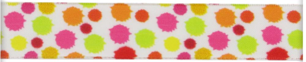 RUBAN IMPRIMÉ LAITONNÉ CONFETTIS MULTICOLOR OR/ROU/JA/VE/ROS 25MM X 20M