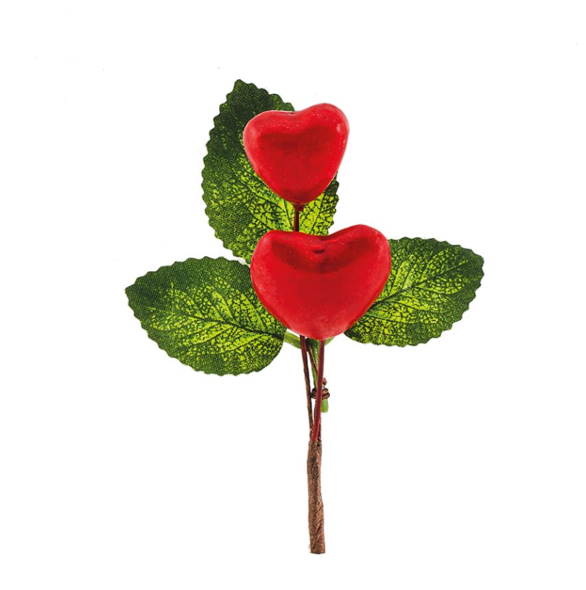 PIQUET TIGE AVEC DOUBLE COEURS ROUGES H5CM