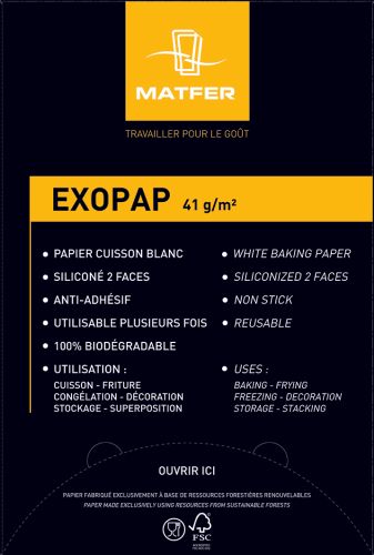  MATFER EXOPAP GN1/1 COOKING PAPER "COOKING-FREEZING" BOX OF 500 SHEETS - SILICONE-COATED 2 SIDES