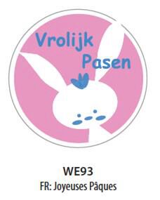 PINK ADHESIVE LABELS "HAPPY EASTER" ROLL OF 500 LABELS