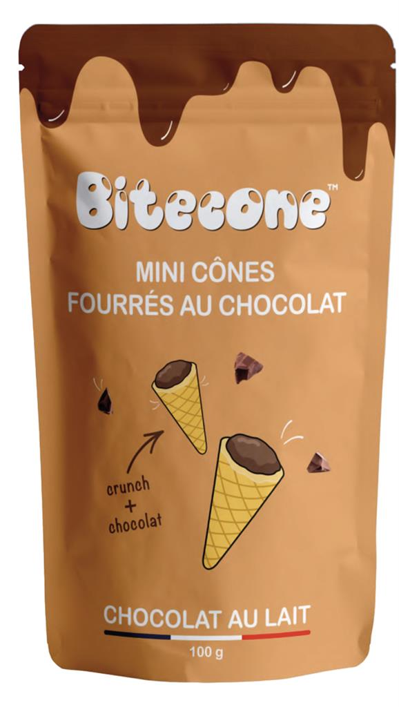 BITECONE MINI HOORN GEVULD MET 31% MELKCHOCOLADE 100GR