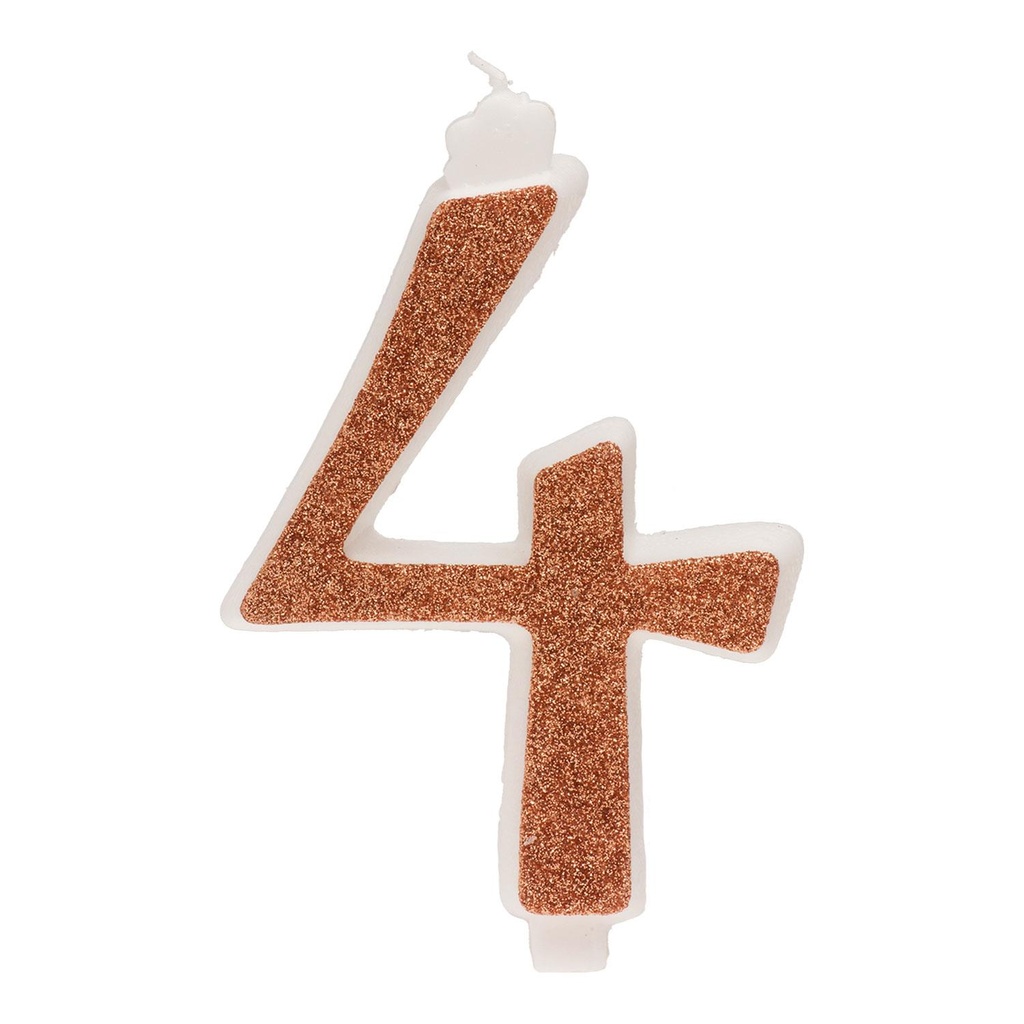  NUMBER CANDLE NO. 4 GOLD GLITTER 13CM