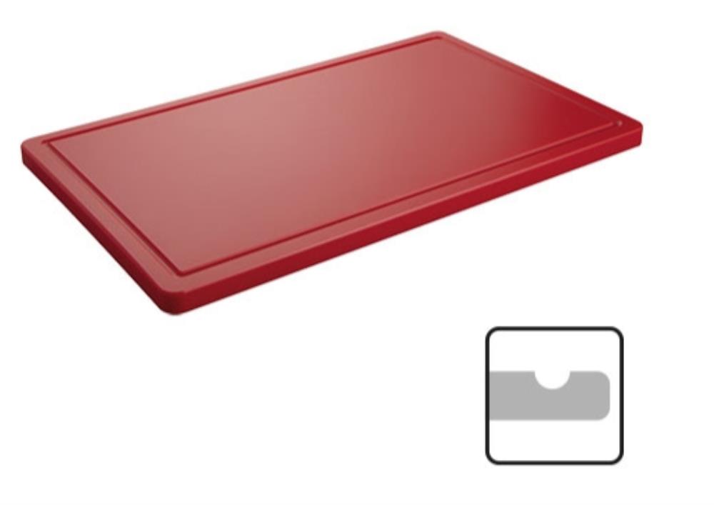 CATERCHEF POLY BOARD GN1/1 RED 53X32.5X2CM W/GROOVE