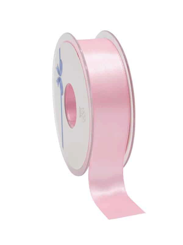DOUBLE-SIDED SATIN PINK RIBBON 25MM X 25M