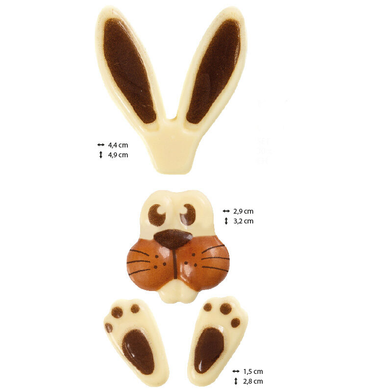 2069108 KIT RABBIT RELIEF SMALL WHITE CHOCOLATE 30 KITS