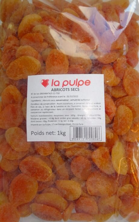 WHOLE DRIED APRICOTS PULP 1 KG