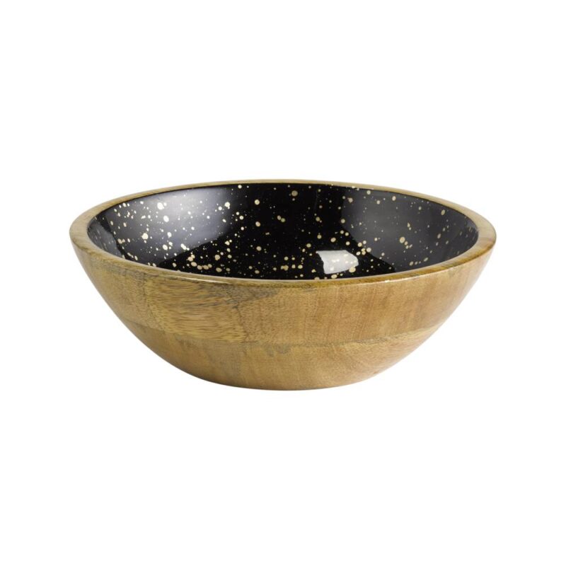 APS SALAD BOWL 24CM-1.1L MANGO WOOD/EPOXY RESIN BLACK-GOLD